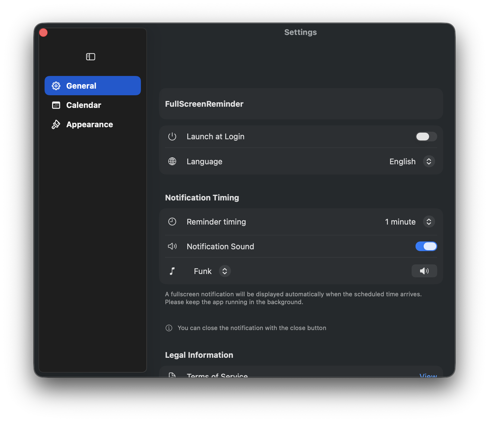 General settings
